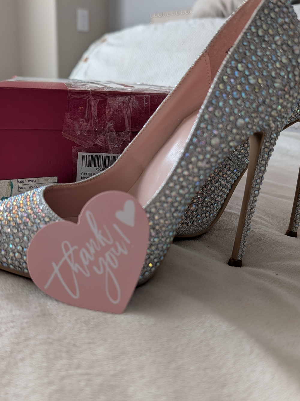 Crystal Embellished Pink High Heel Pumps
